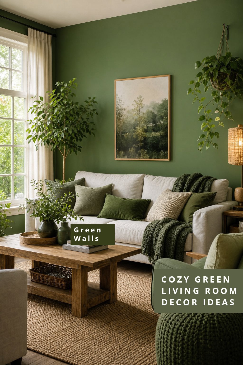 Cozy Green Living Room Decor Idea 2 Wall Paint Color