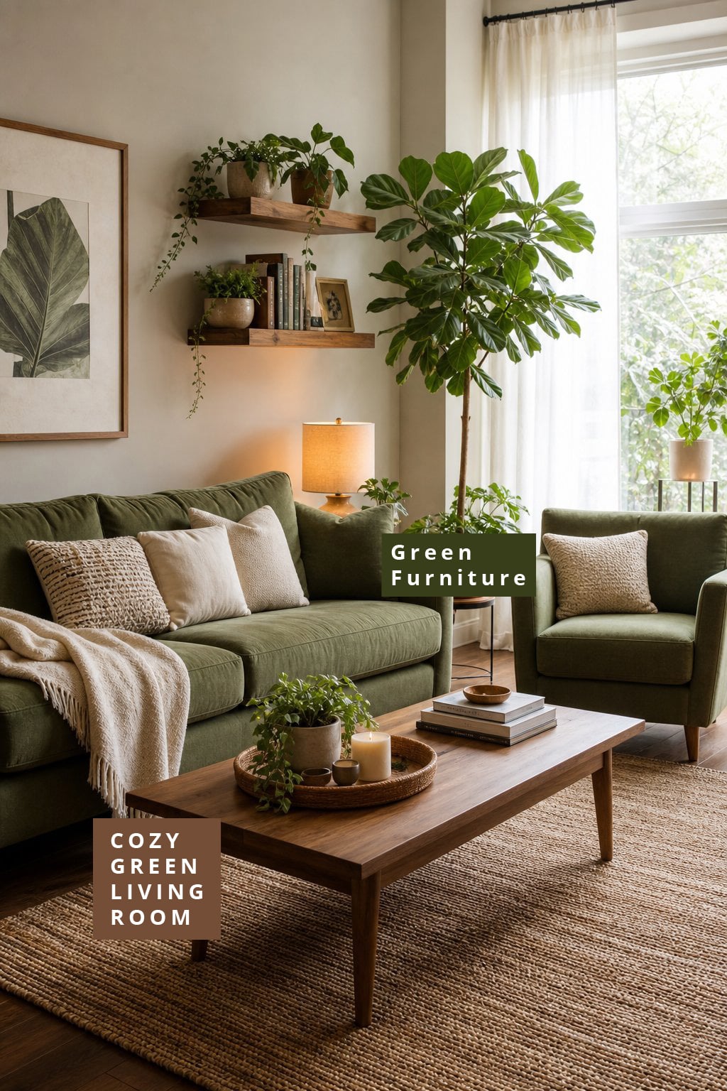 Cozy Green Living Room Decor Idea 3 Furniture