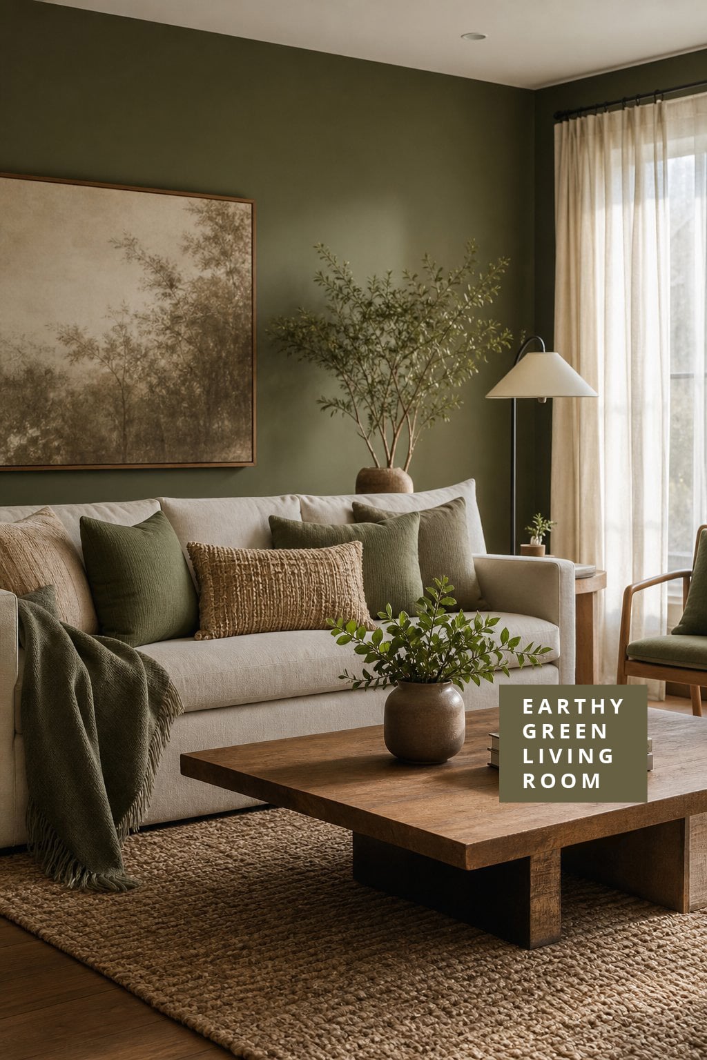 Earthy Green Living Room Decor Idea 4 Paint Colors