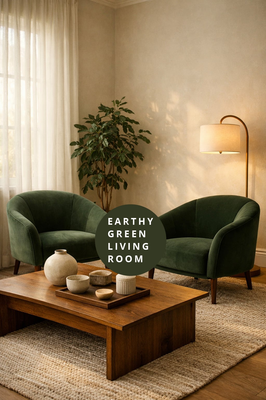 Earthy Green Living Room Decor Idea 8 Accent Chairs