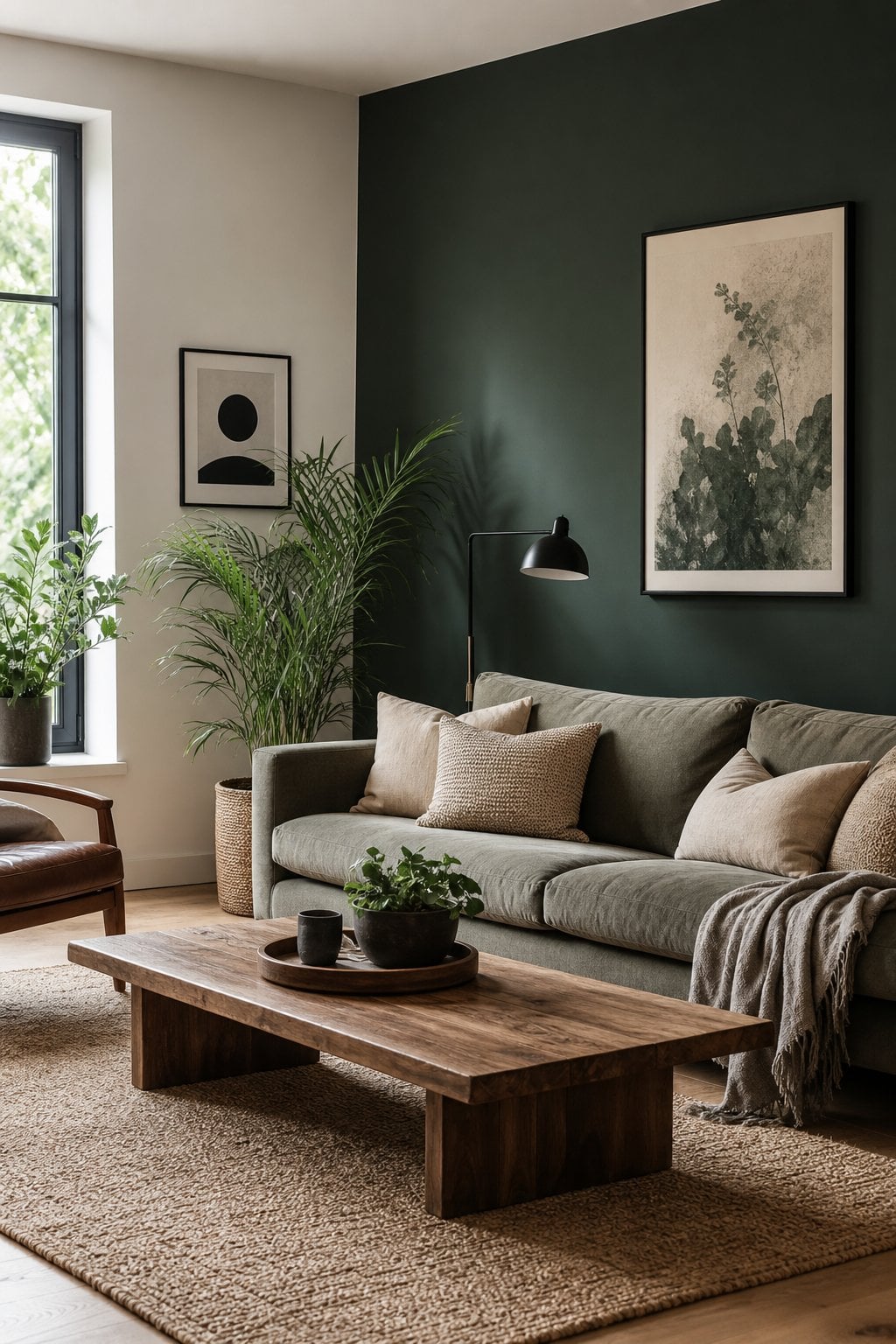 Green Accent Wall Idea for Living Room 2 Dark Moody