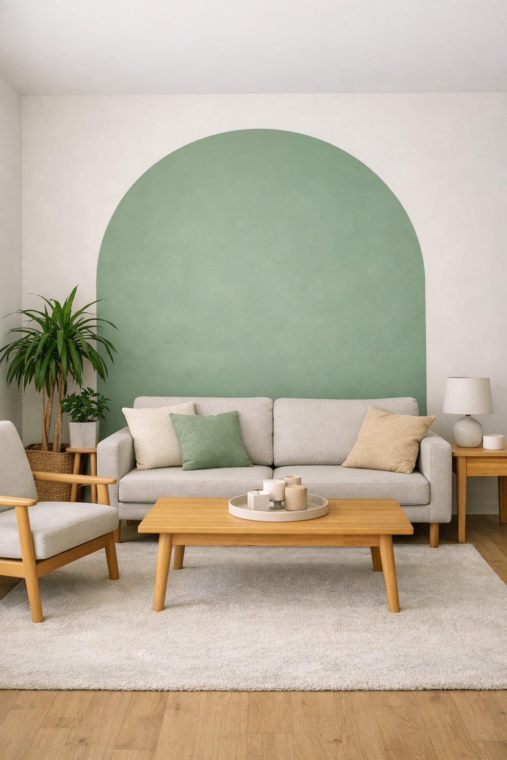 Green Accent Wall Idea for Living Room 8 Arch Behind the Sofa