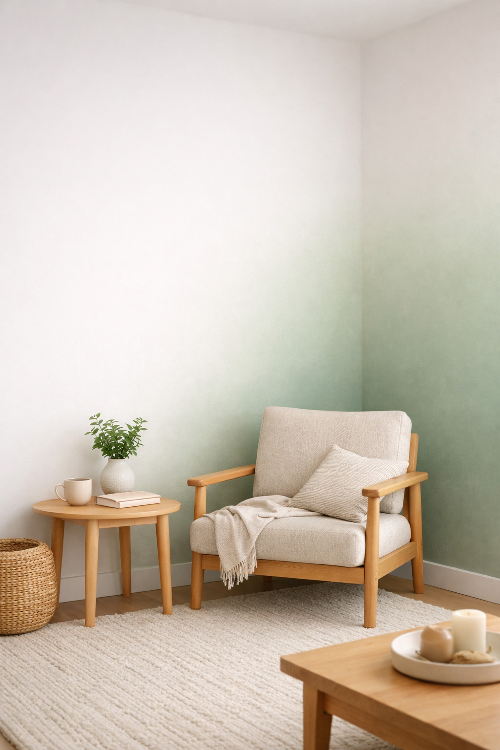 Green and White Living Room Wall Idea 10