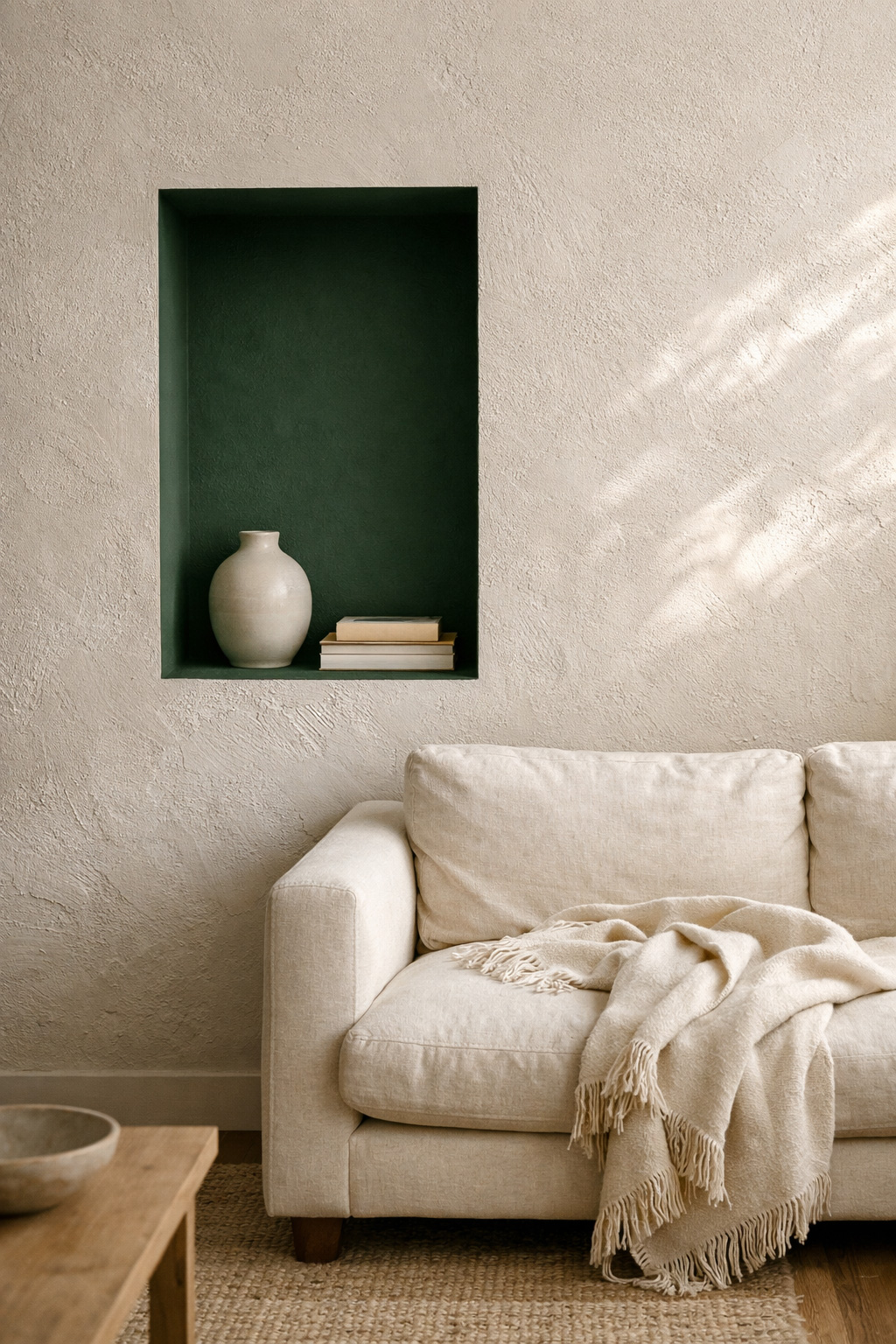 Green and White Living Room Wall Idea 6