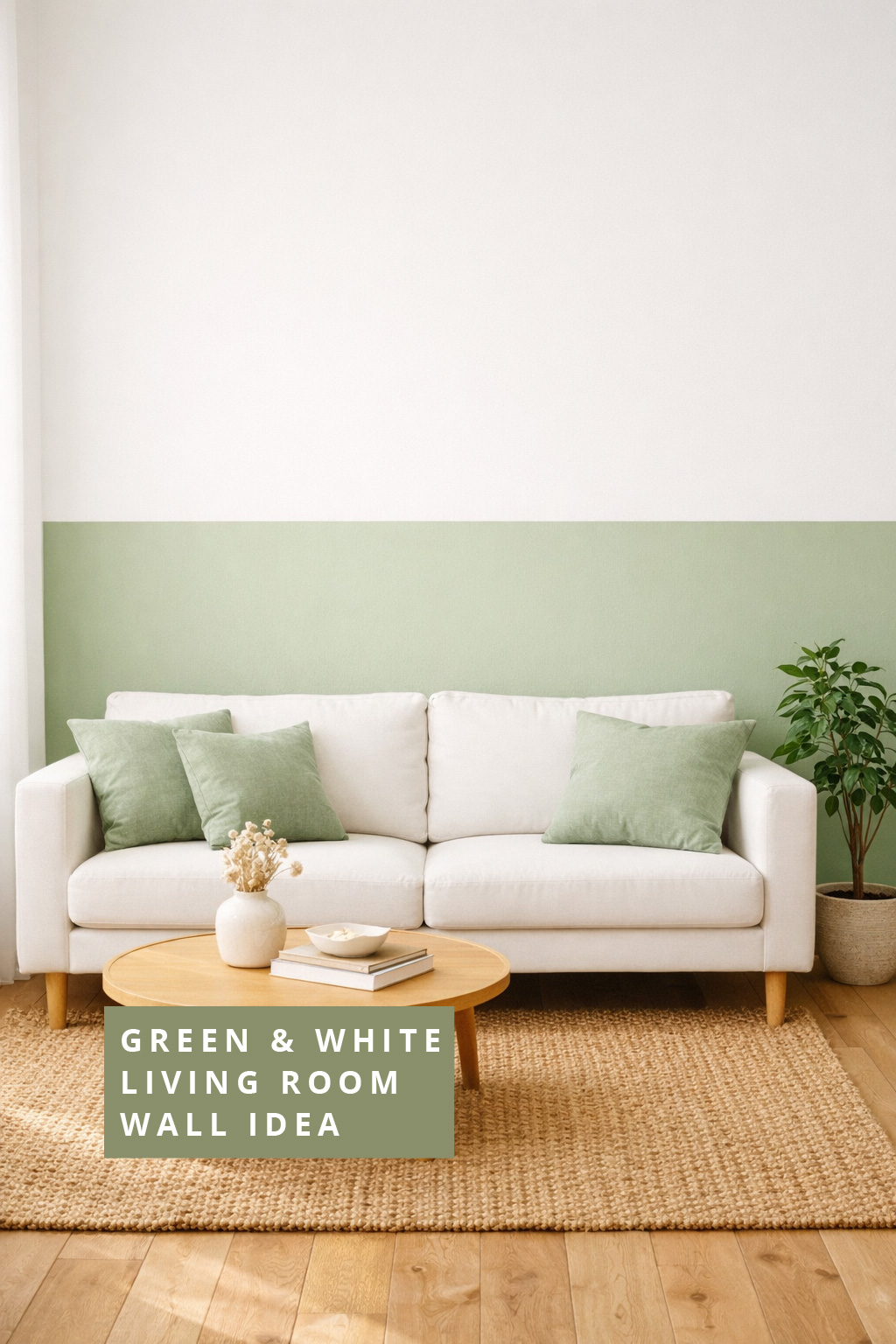 Green and White Living Room Wall Idea 7