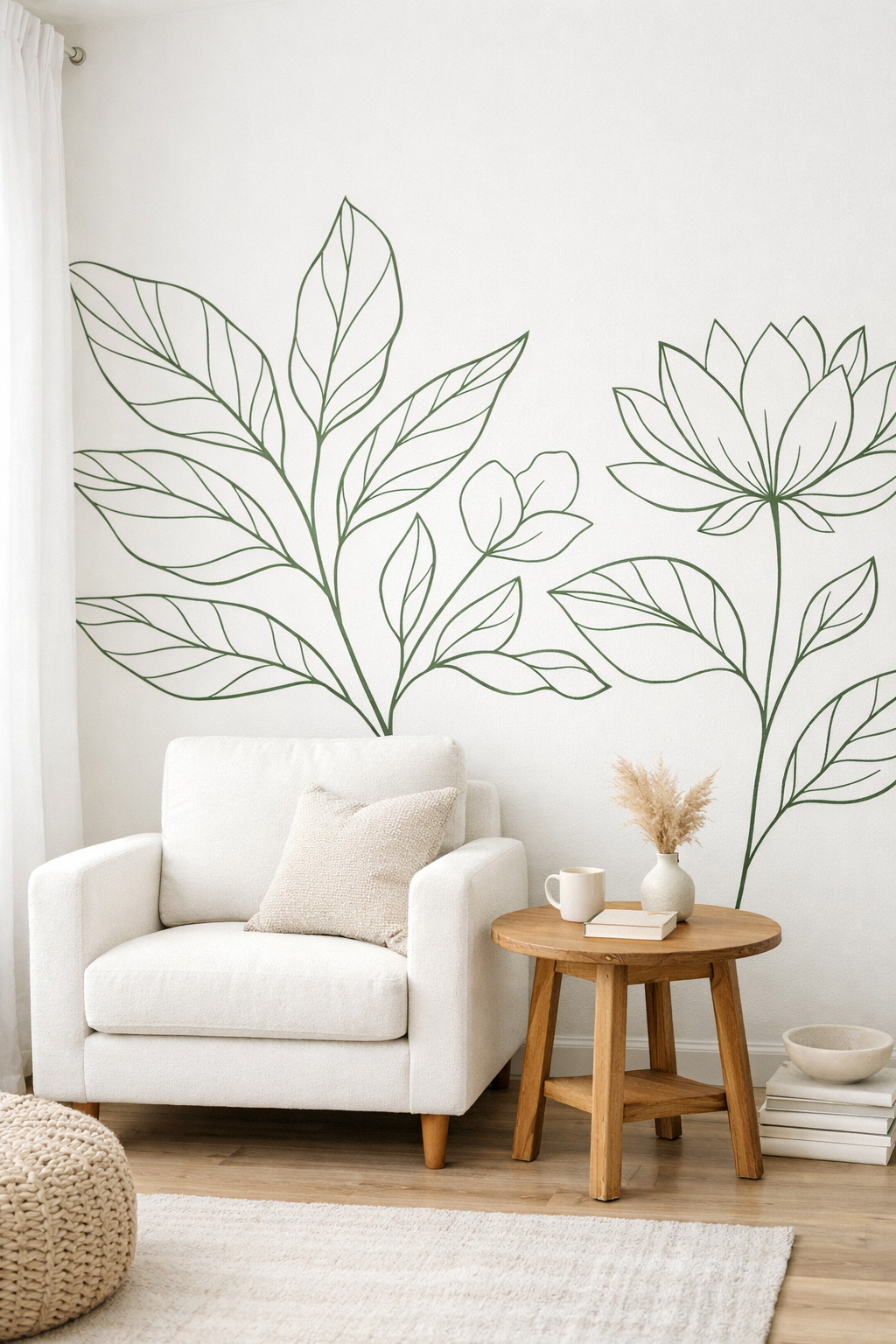 Green and White Living Room Wall Idea 8