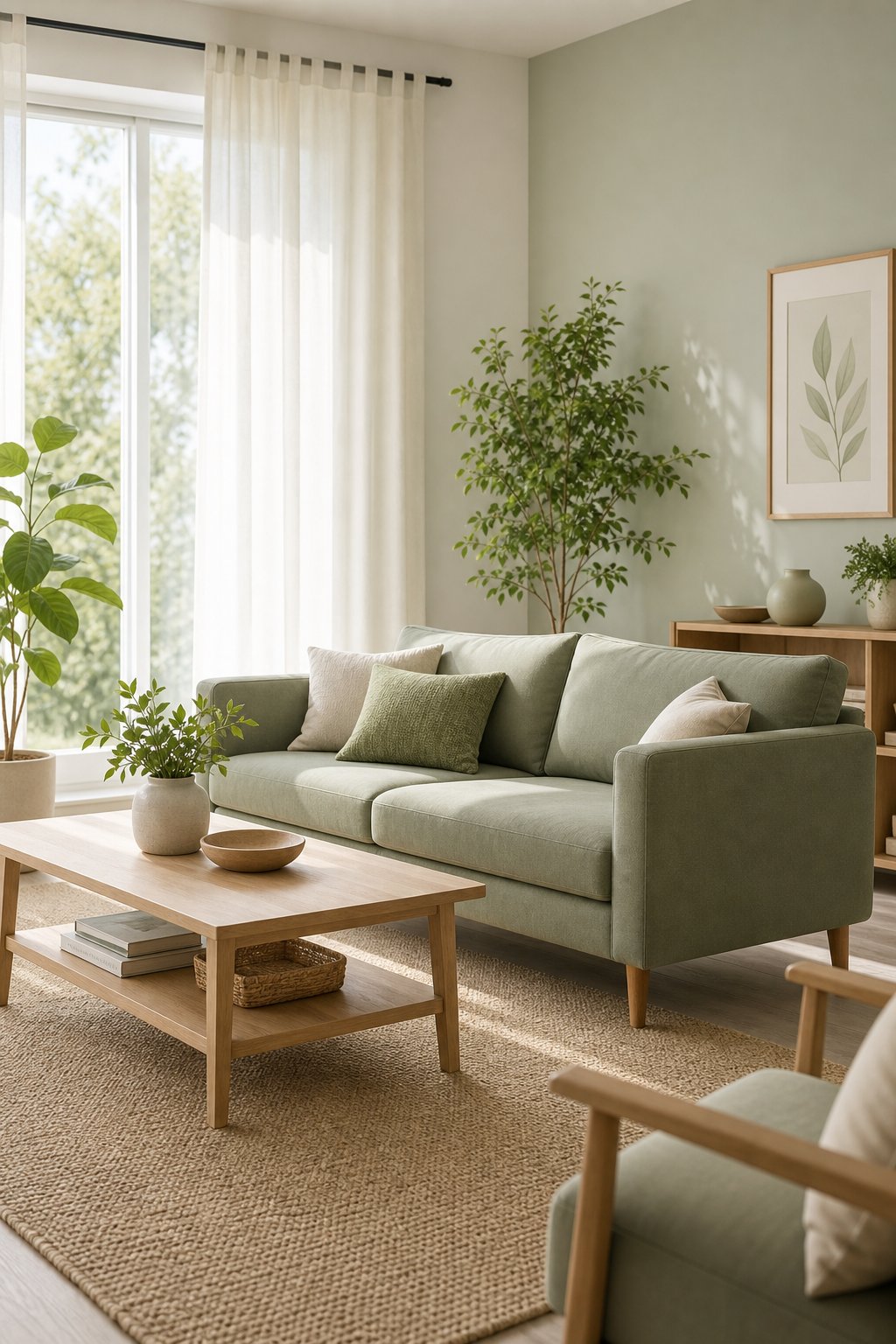 Minimalist Green Living Room Decor Idea 3 Sage Styling