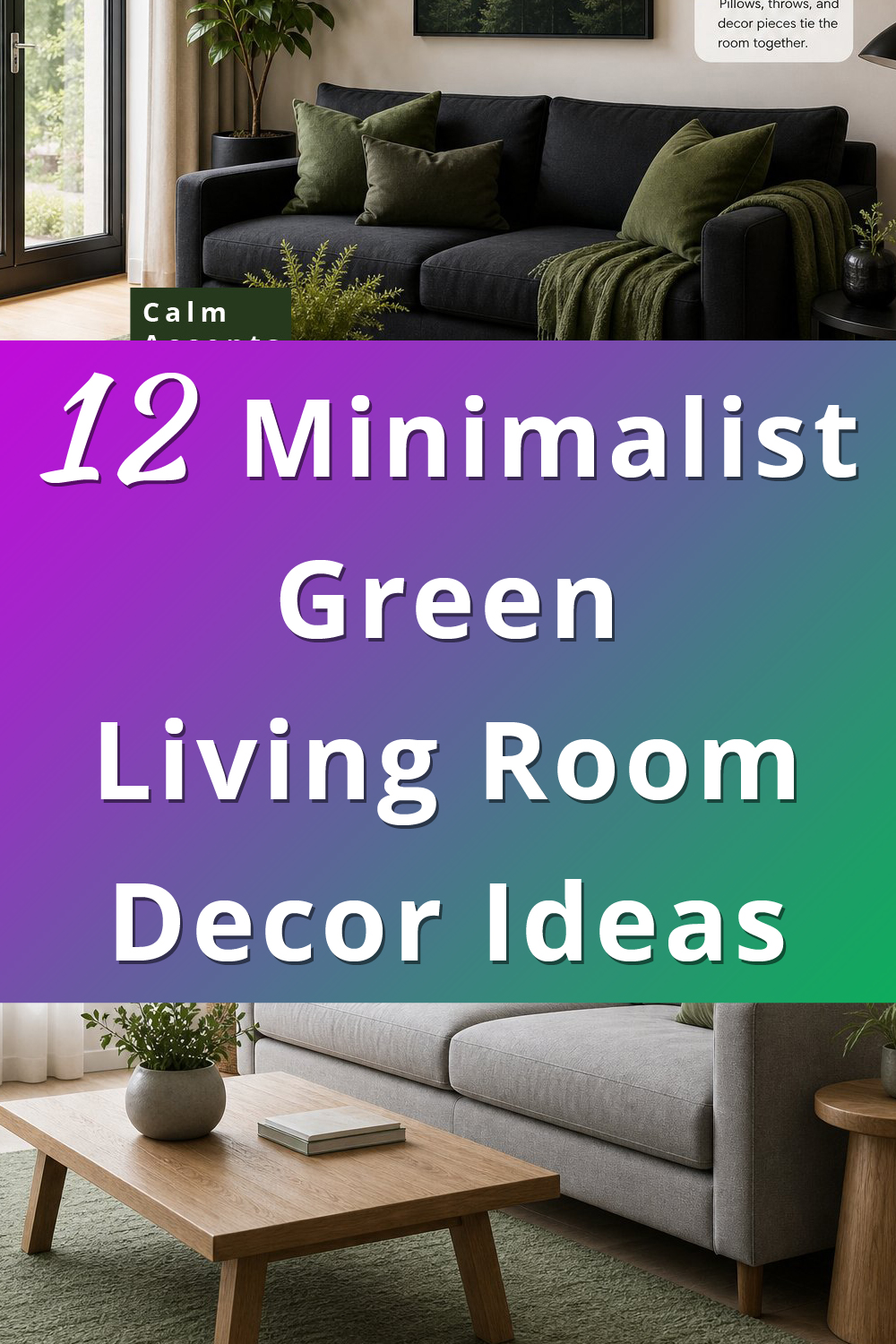 Minimalist Green Living Room Decor Ideas pin 1
