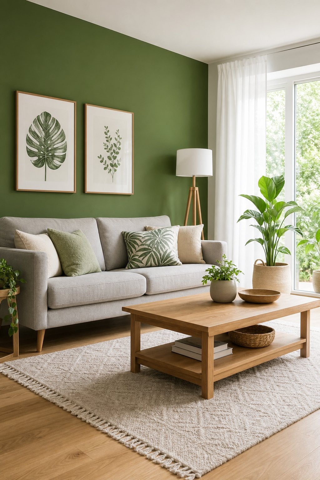 Modern Green Living Room Decor Idea 2 Accent Wall