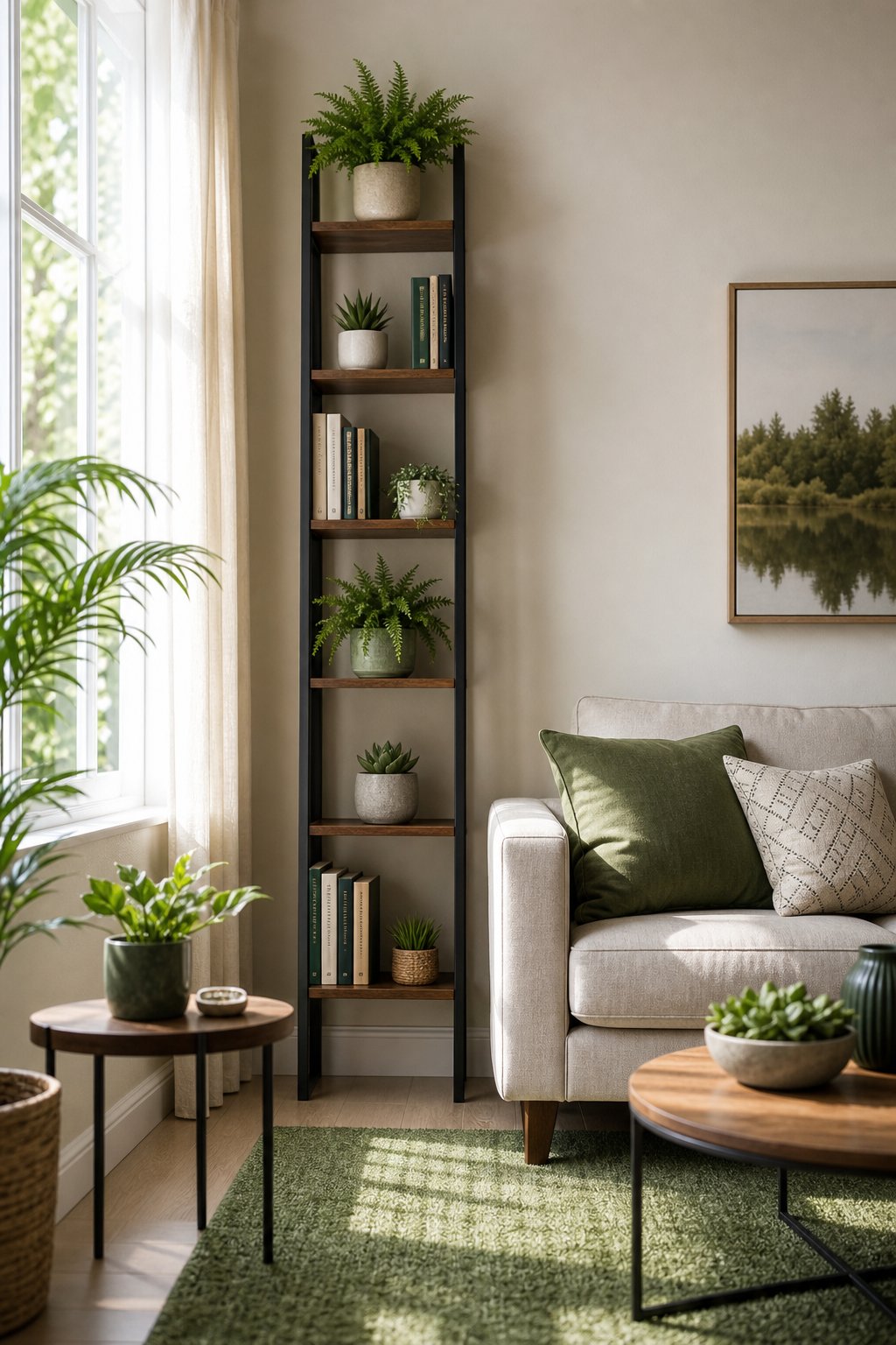 Small Green Living Room Decor Idea 3 Slimline Bookshelf