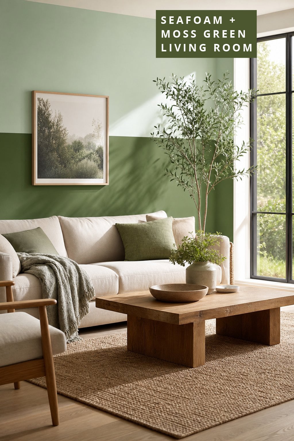 Two Tone Green Living Room Wall Idea 4 Seafoam and Moss