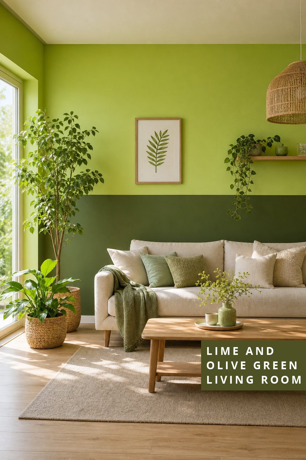 Two Tone Green Living Room Wall Idea 5 Lime and Olive