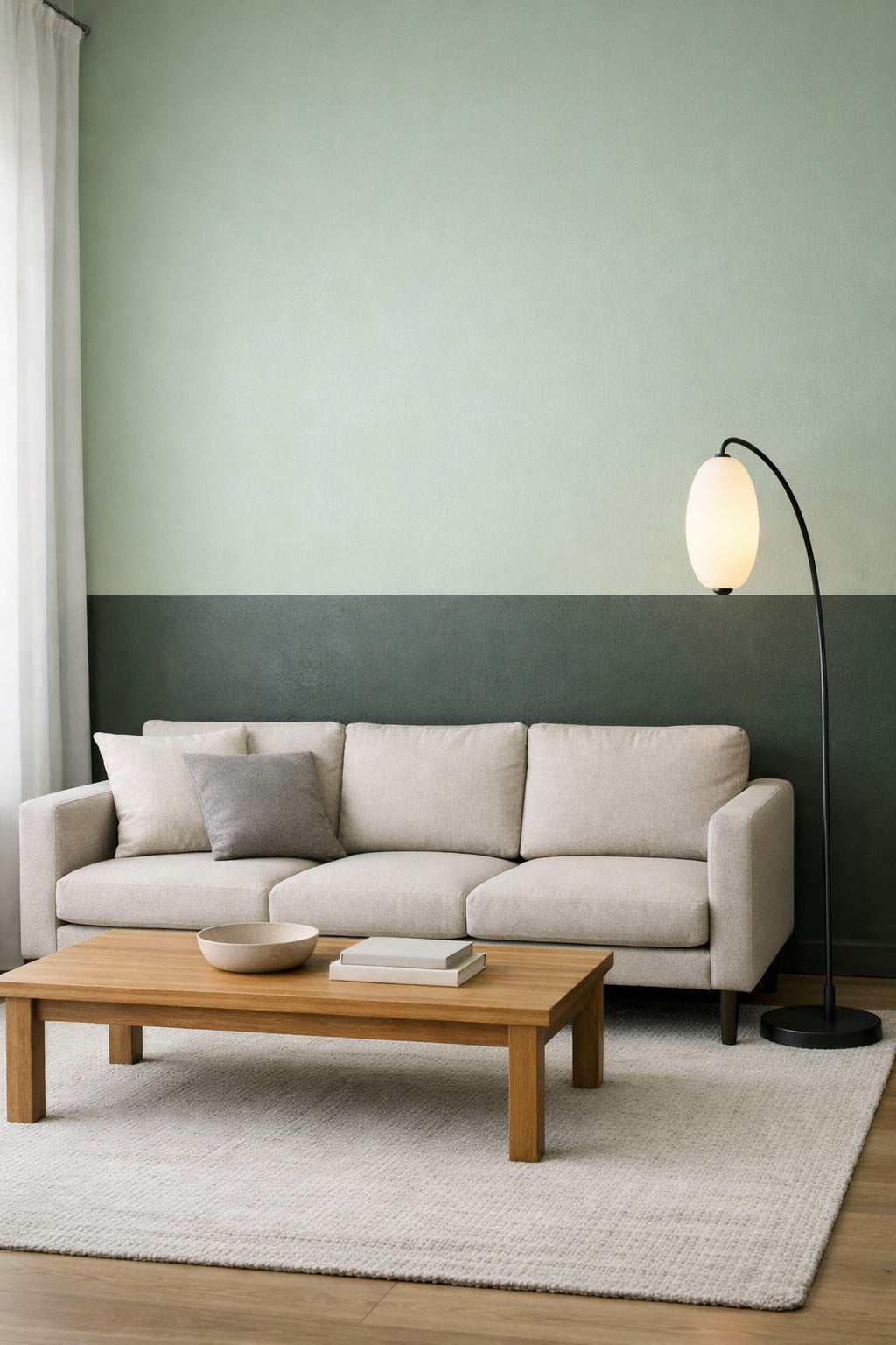 Two Tone Green Living Room Wall Idea 6 Soft Green and Charcoal Green
