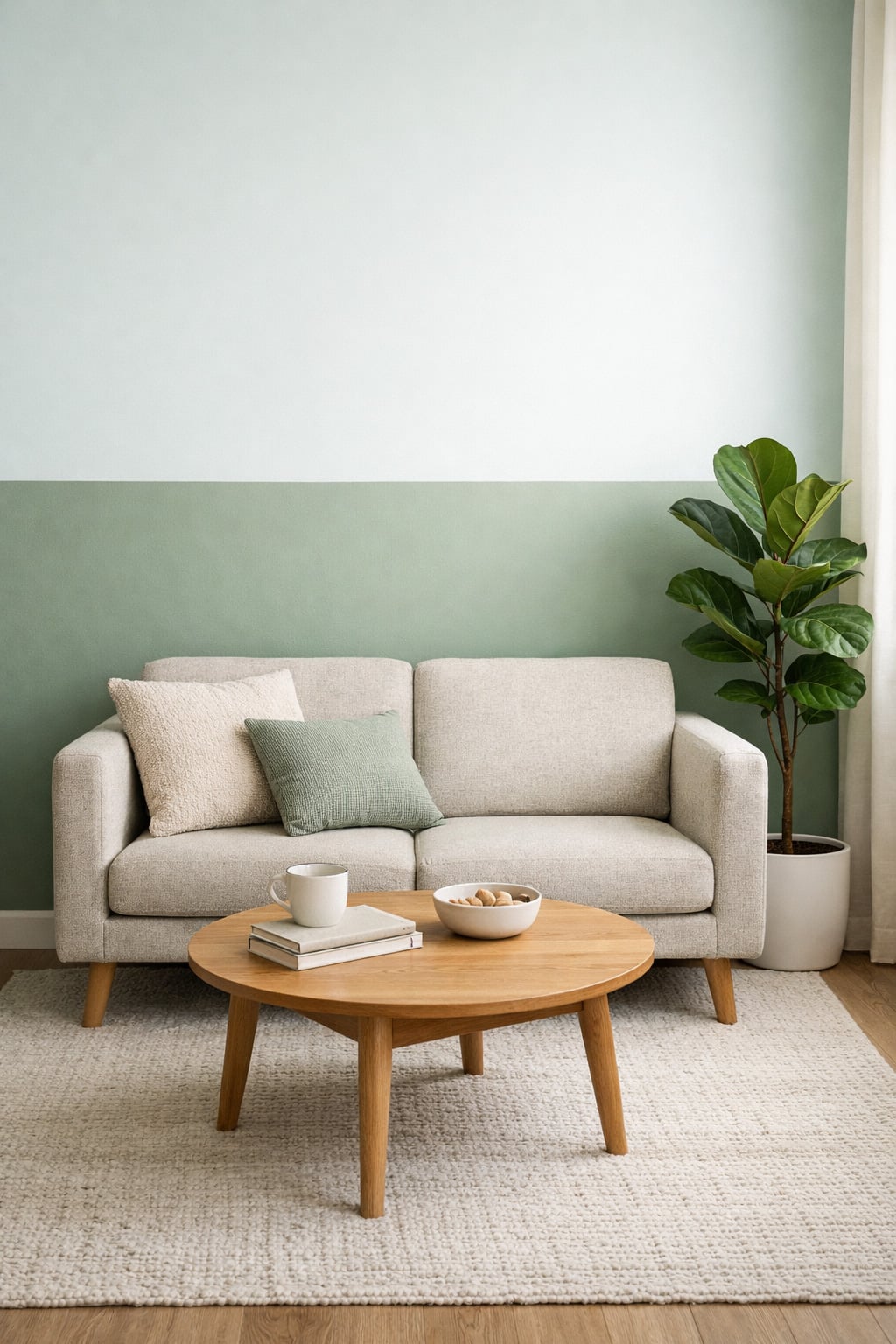 Two Tone Green Living Room Wall Idea 8 Muted Mint and Sage