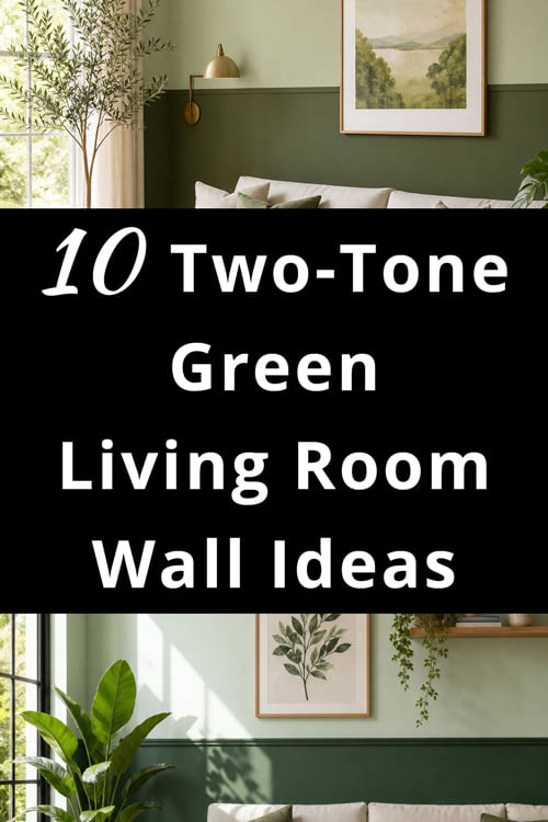 Two Tone Green Living Room Wall Ideas
