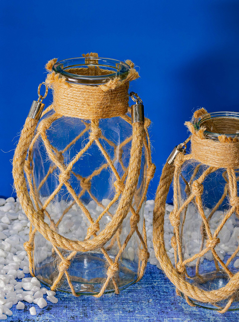 glass jars with rope accents