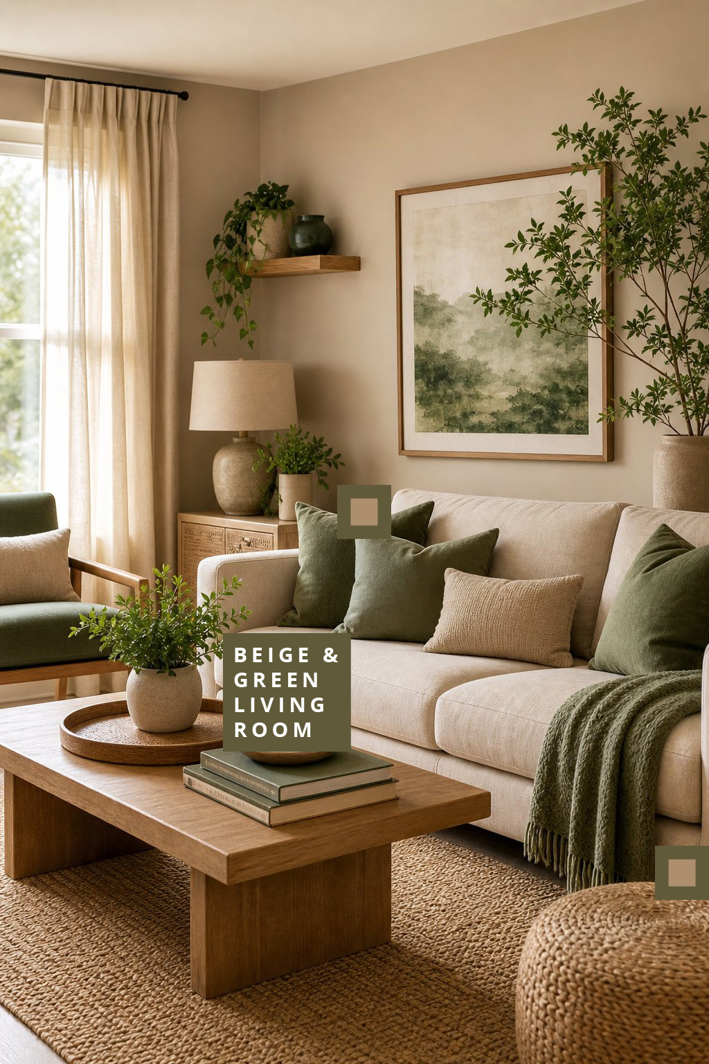 Beige and Green Living Room Decor Idea 2 Curated Aesthetic