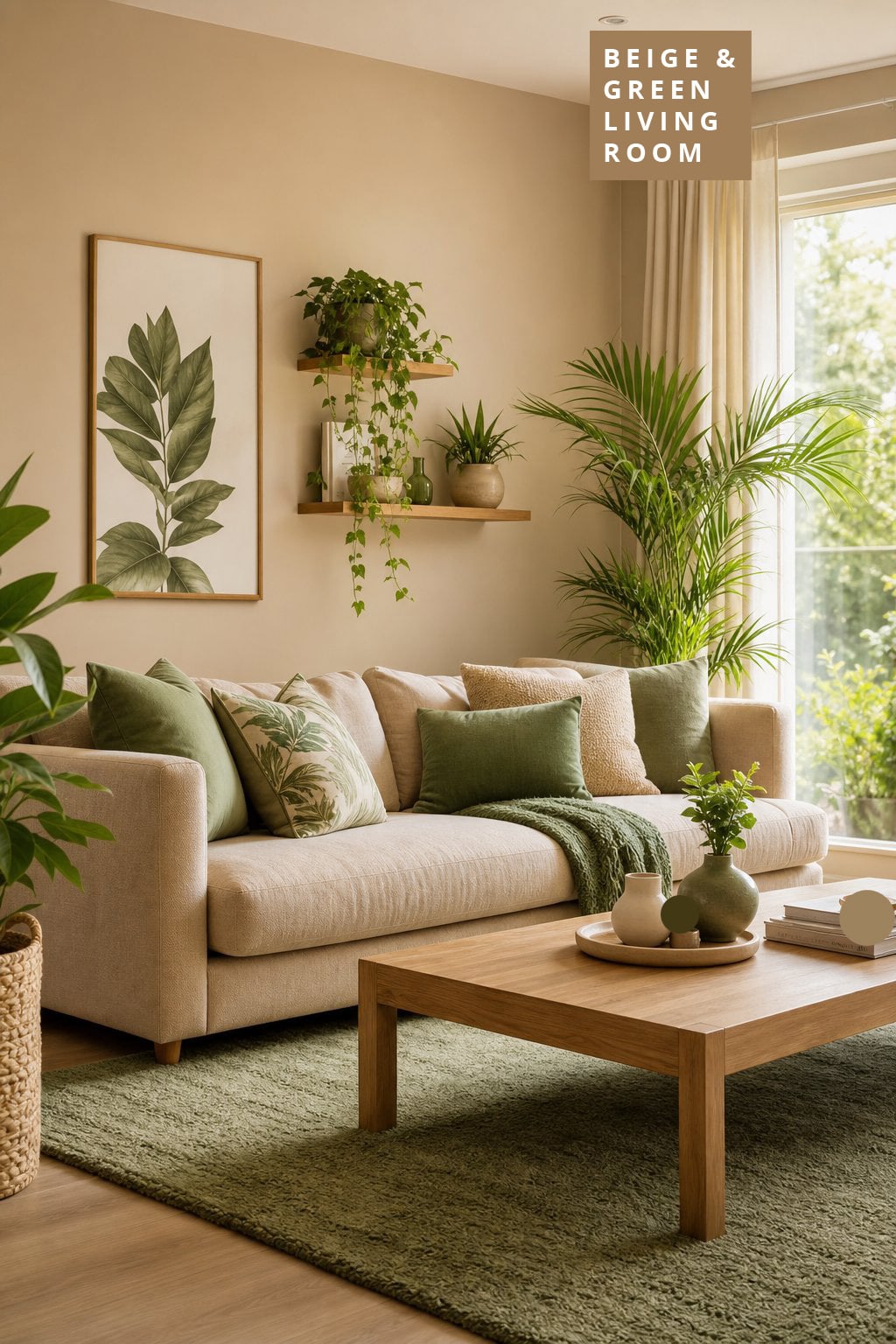 Beige and Green Living Room Decor Idea 3 Fresh Walls