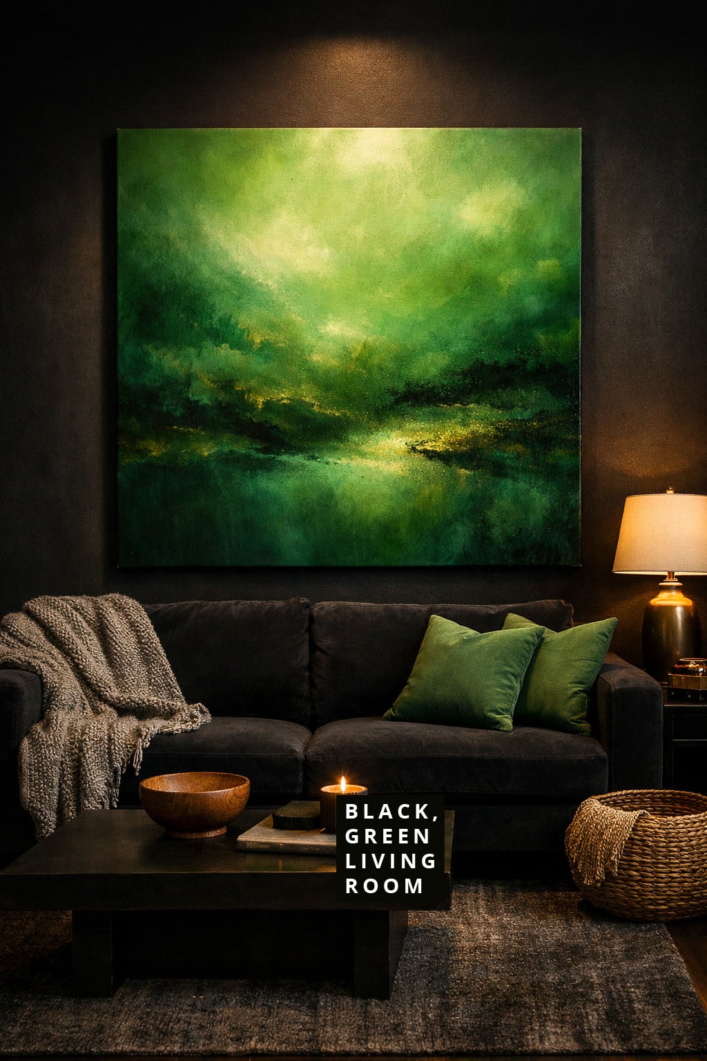 Black and Green Living Room Decor Idea 9 Artwork