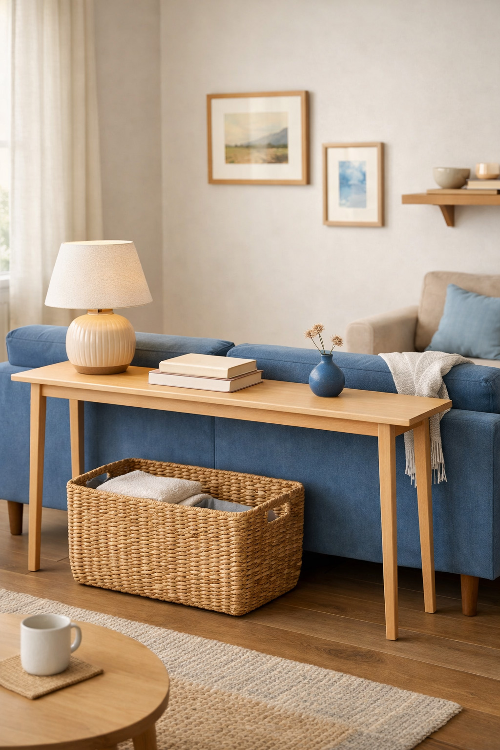 Blue Living Room Decor Idea for Small Spaces 8 Narrow Console Table