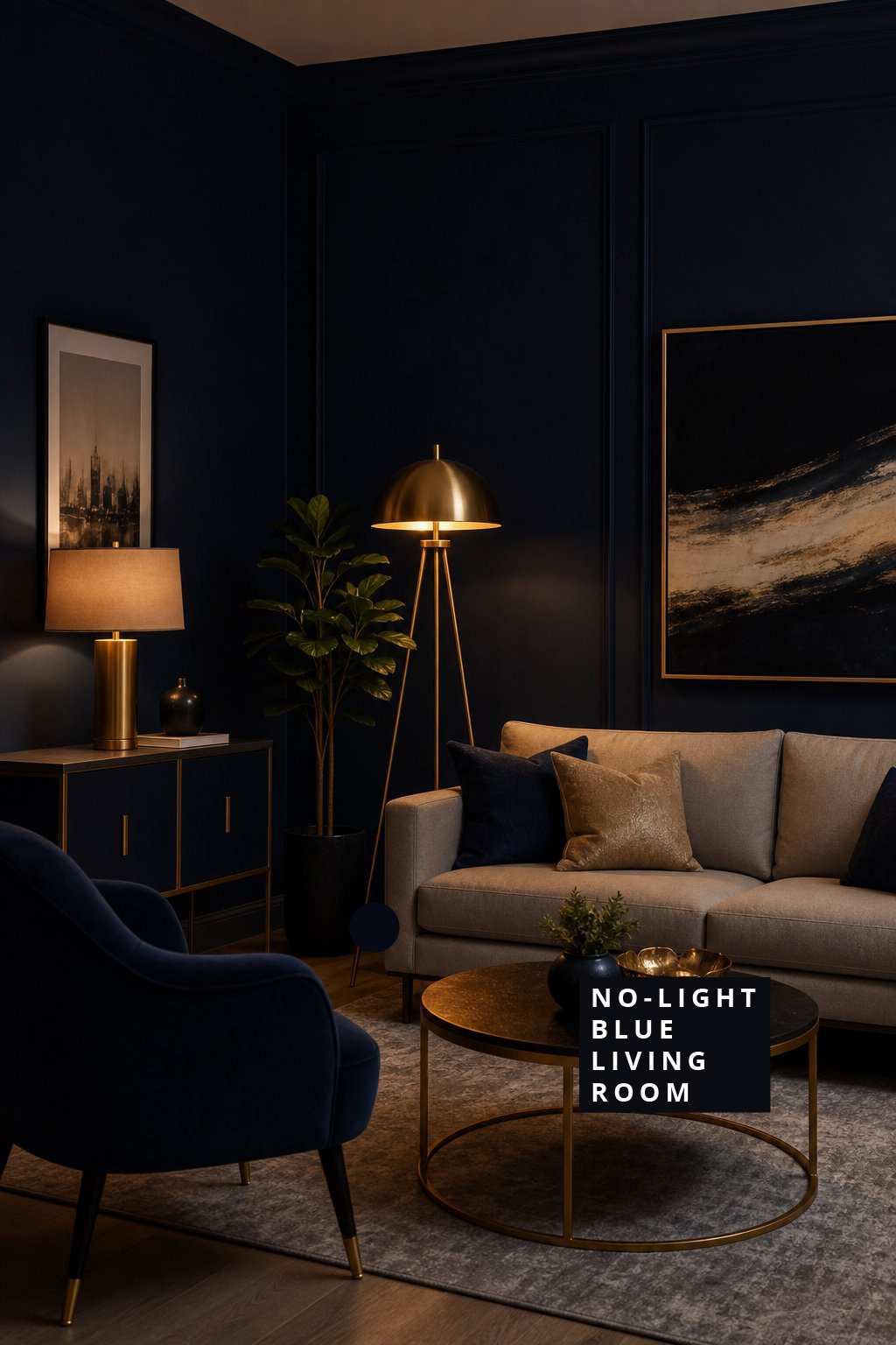 Blue Living Room Decor Ideas No Natural Light 1 Midnight Blue Walls