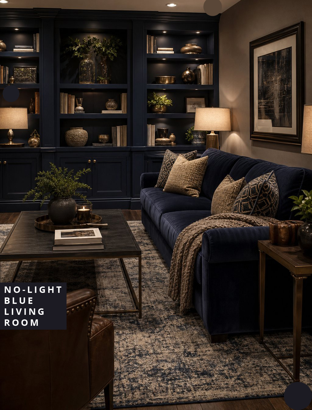 Blue Living Room Decor Ideas No Natural Light 3 Navy Built Ins