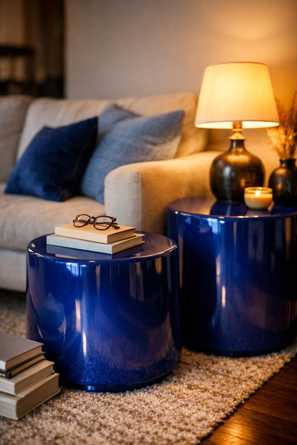 Blue Living Room Decor Ideas No Natural Light 7 Cobalt Side Tables