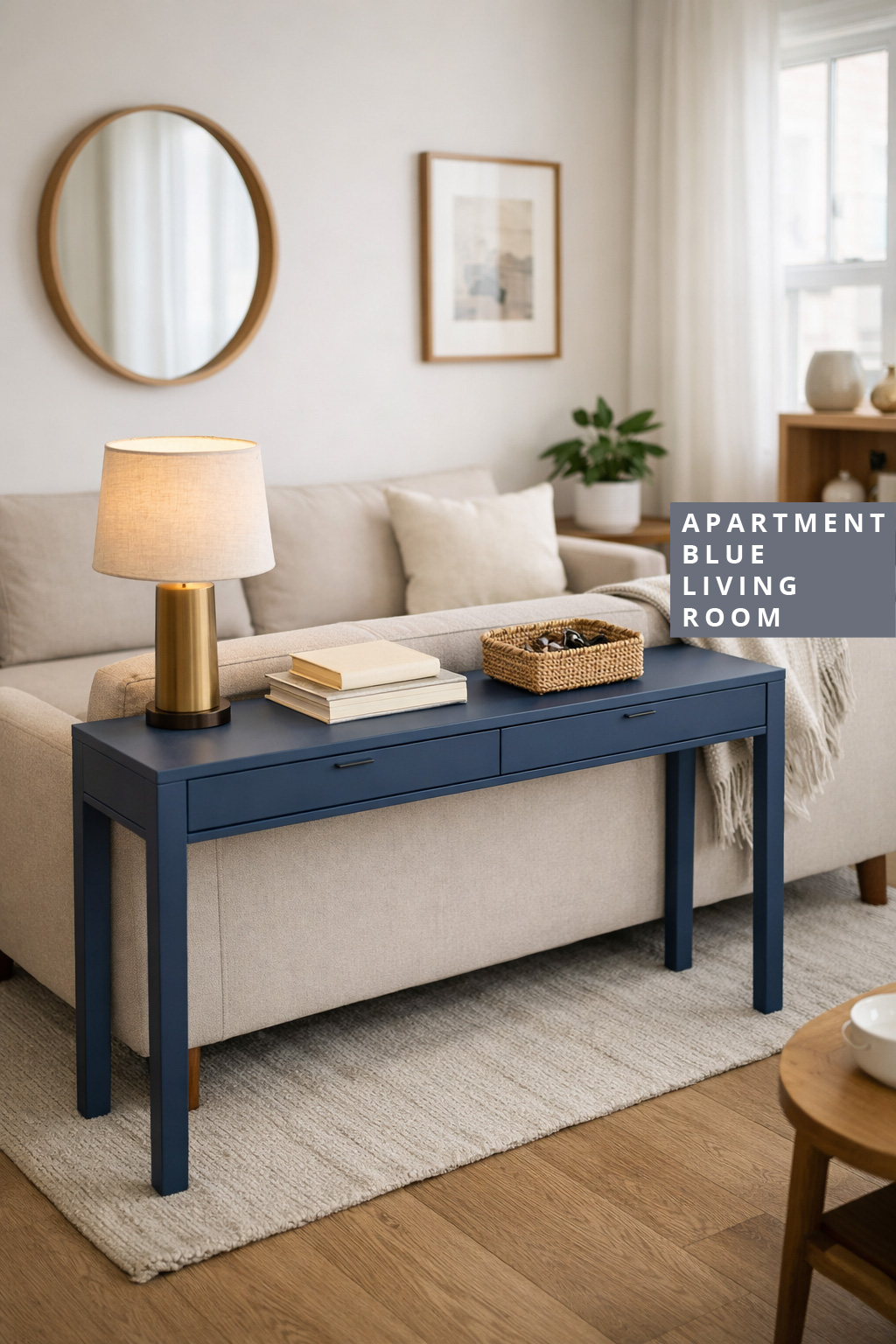Blue Living Room Decor Ideas for Apartments 7 Slim Blue Console Table