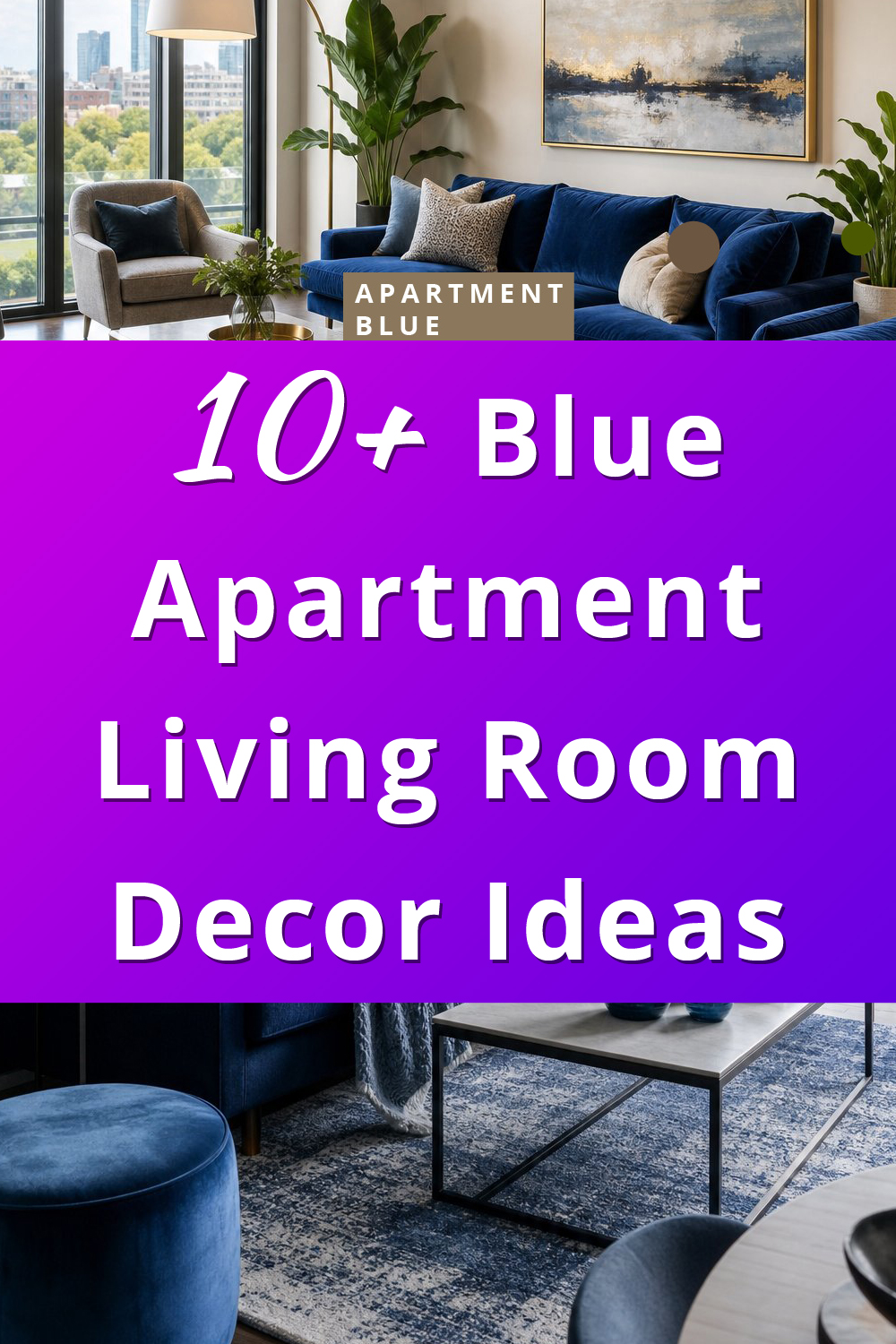 Blue Living Room Decor Ideas for Apartments pin 1