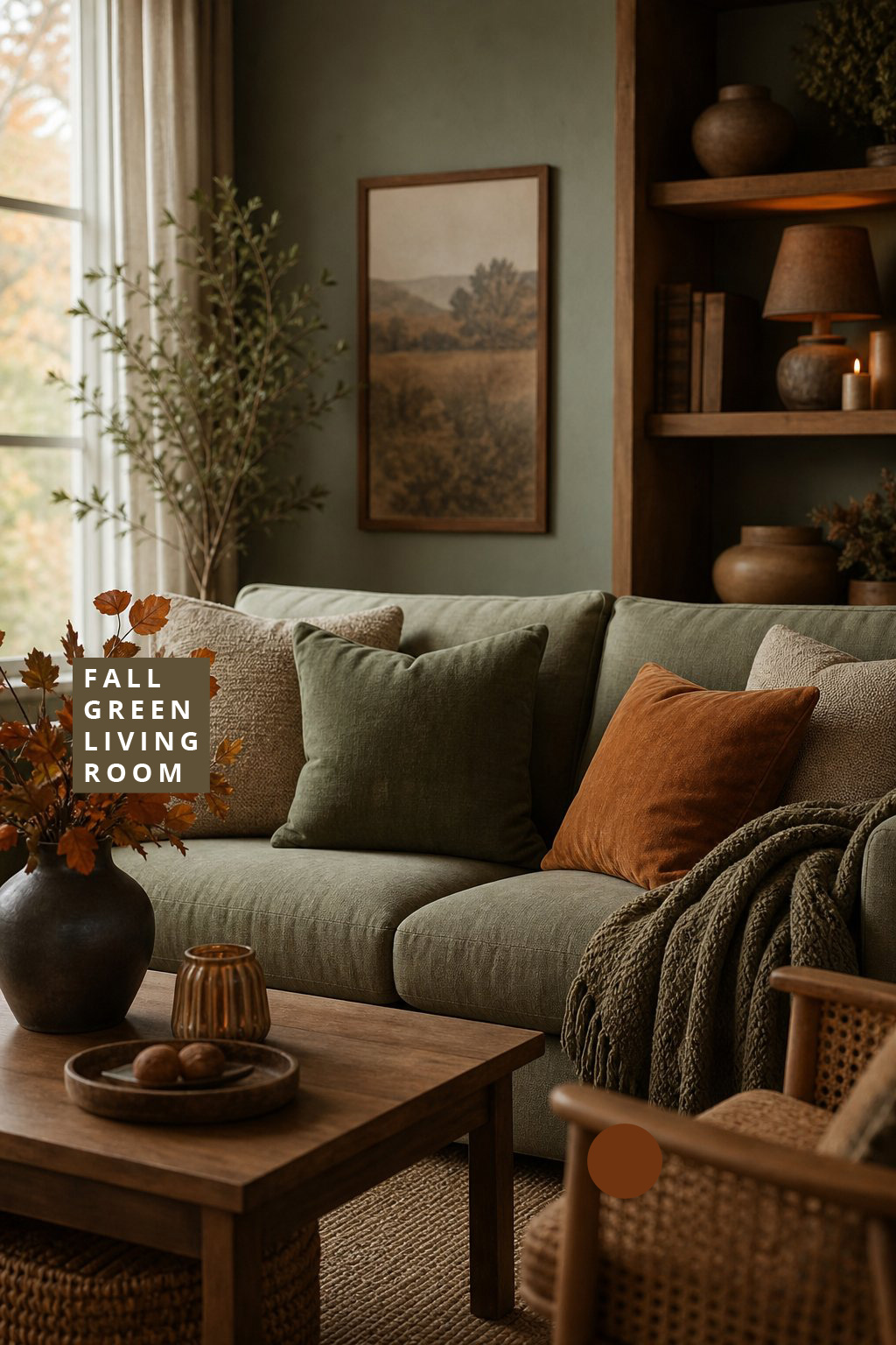 Fall Green Living Room Decor Idea 4 Muted Green Textures