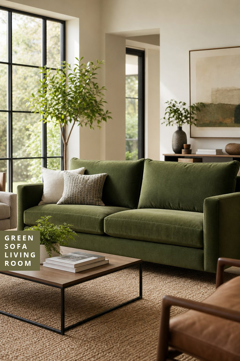 Green Sofa Living Room Idea 1 Modern