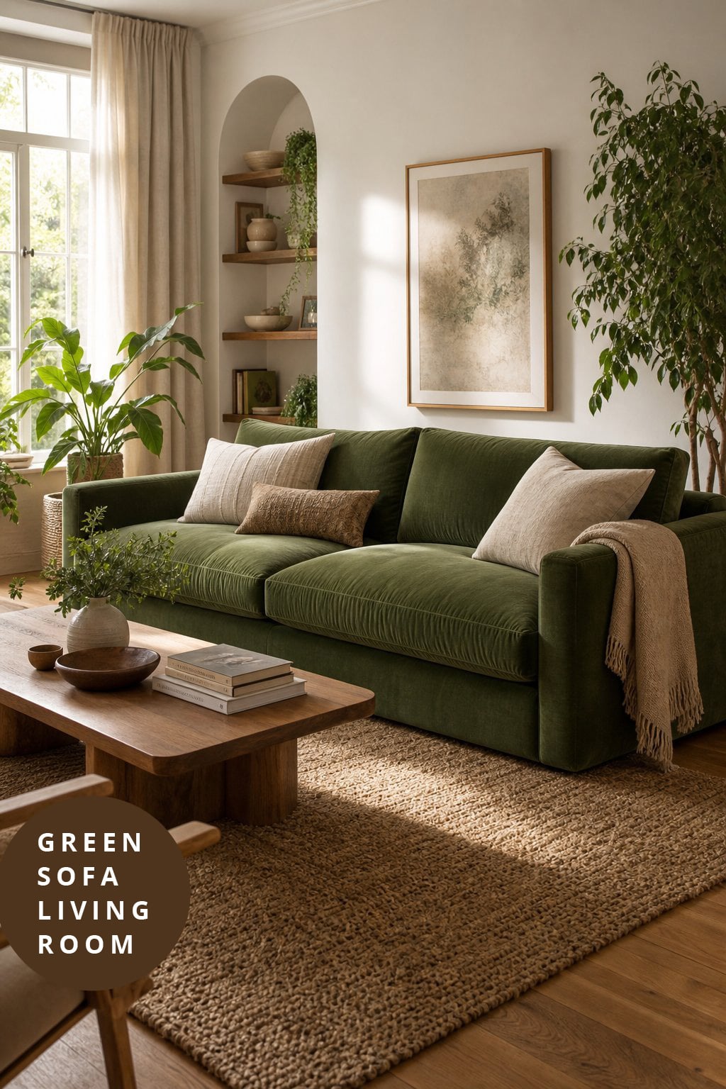 Green Sofa Living Room Idea 2 Cozy