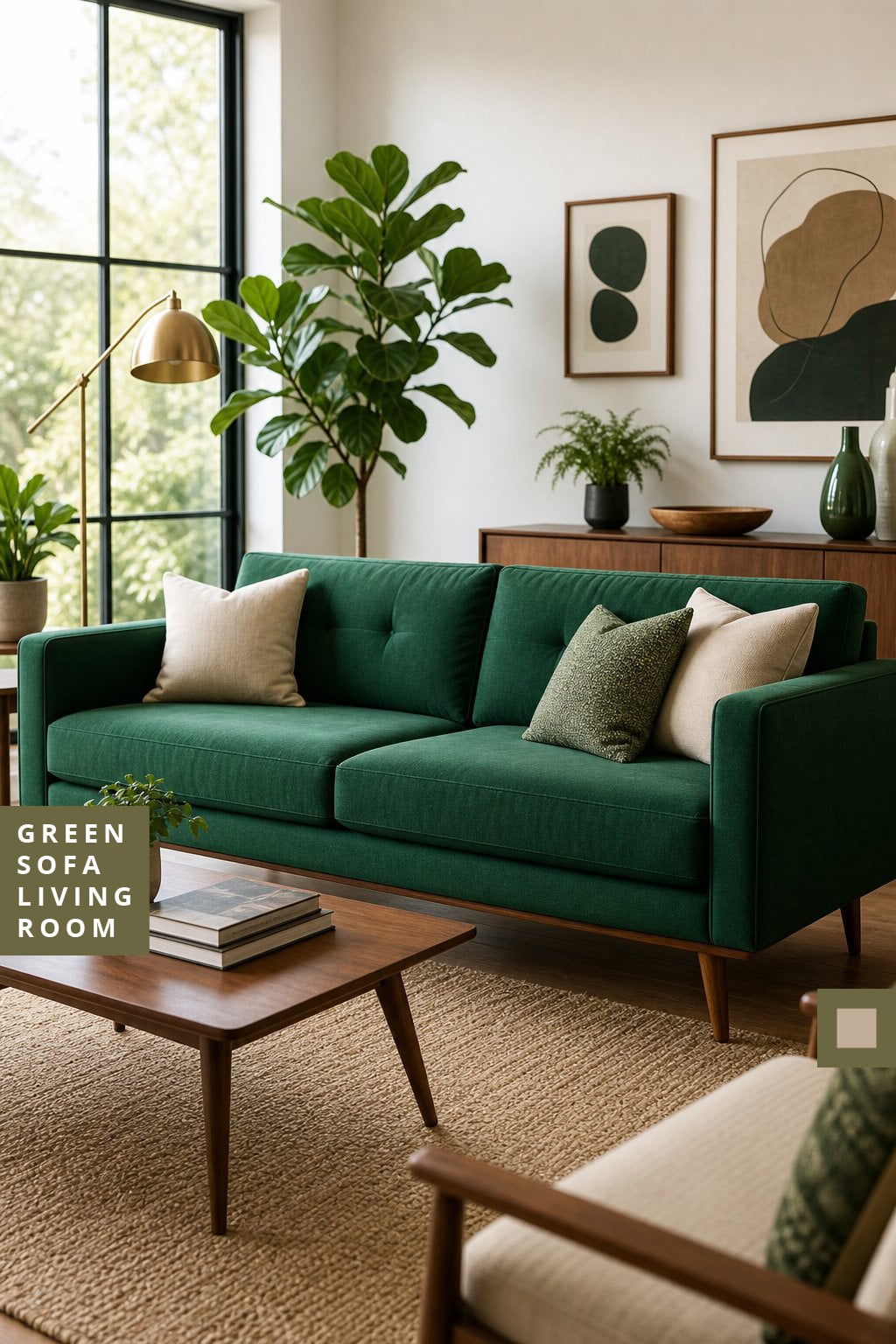 Green Sofa Living Room Idea 4 Mid Century
