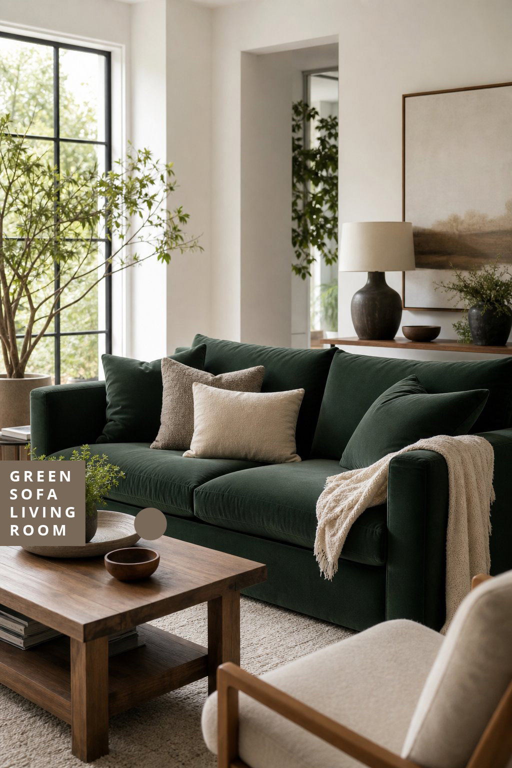 Green Sofa Living Room Idea 5 Dark