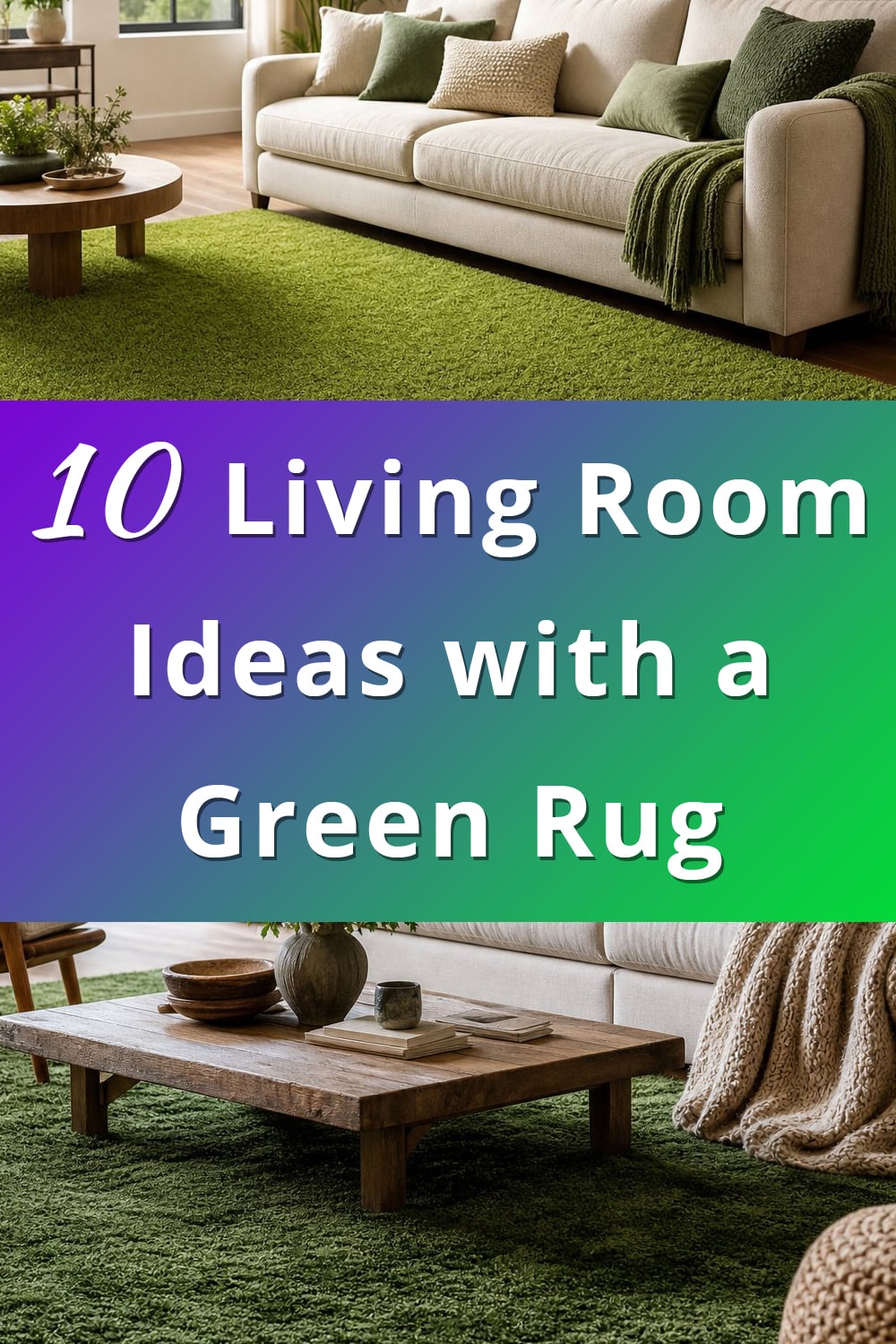 Living Room Ideas with a Green Rug pin 1