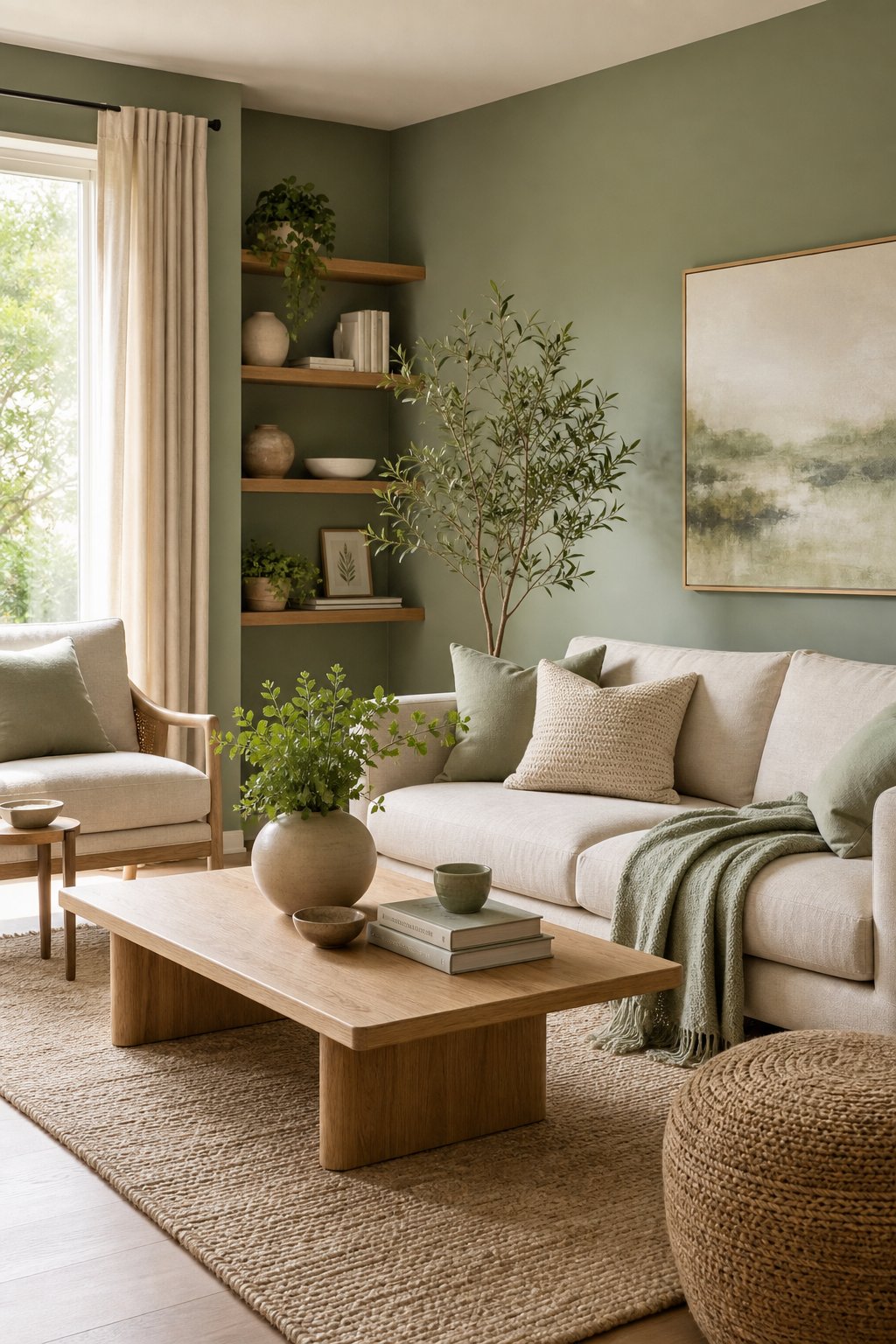 Muted Green Living Room Decor Idea 1 Soft Walls