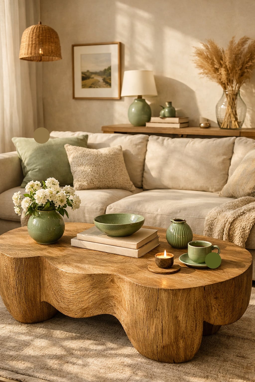 Pale Green Living Room Decor Idea 10 Textured Coffee Table