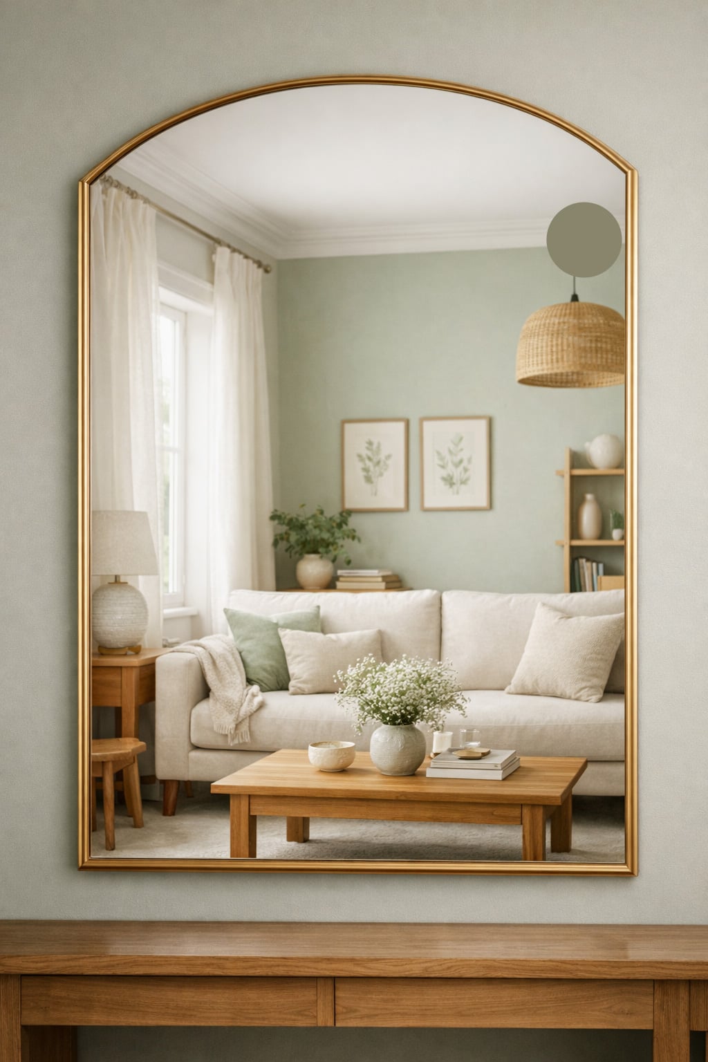 Pale Green Living Room Decor Idea 12 Statement Mirror