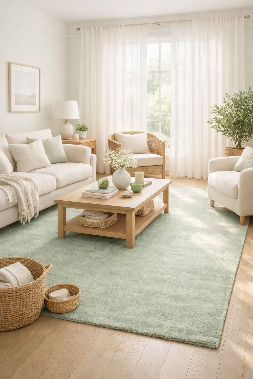 Pale Green Living Room Decor Idea 6 Area Rug