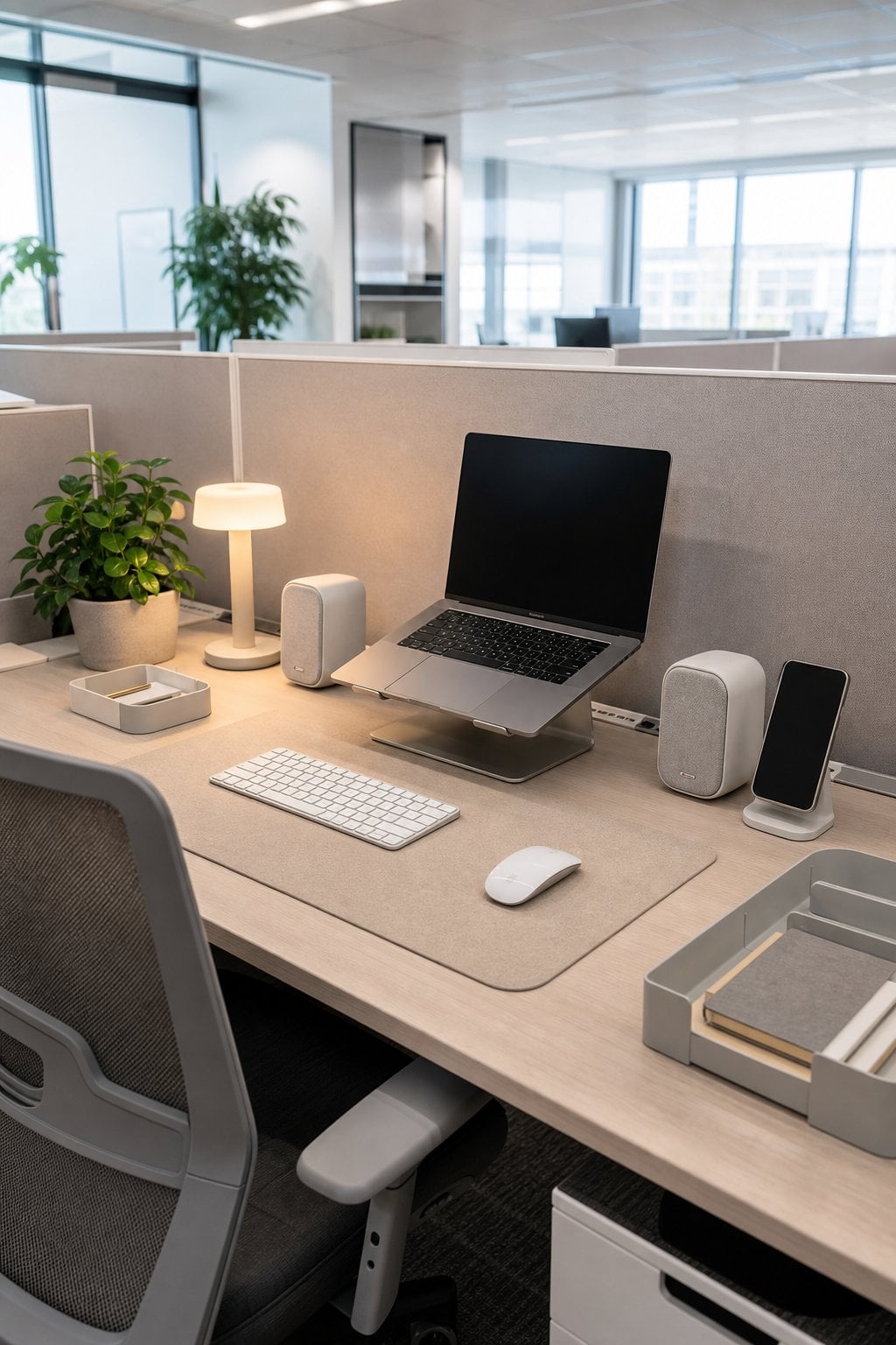 Aesthetic Office Cubicle Decor Idea 8 Coordinated Tech Accessories