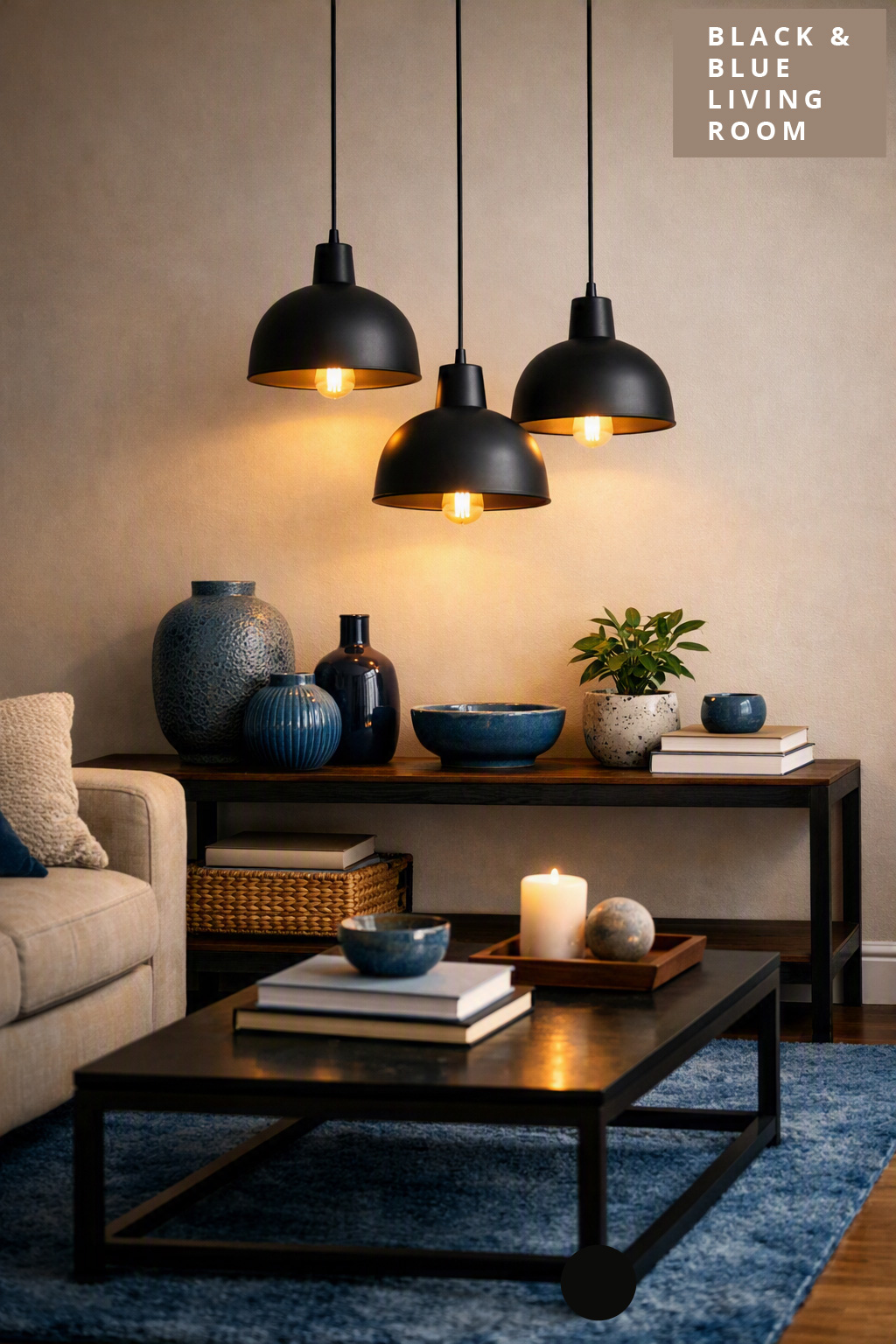 Black and Blue Living Room Decor Idea 10 Lighting Fixtures