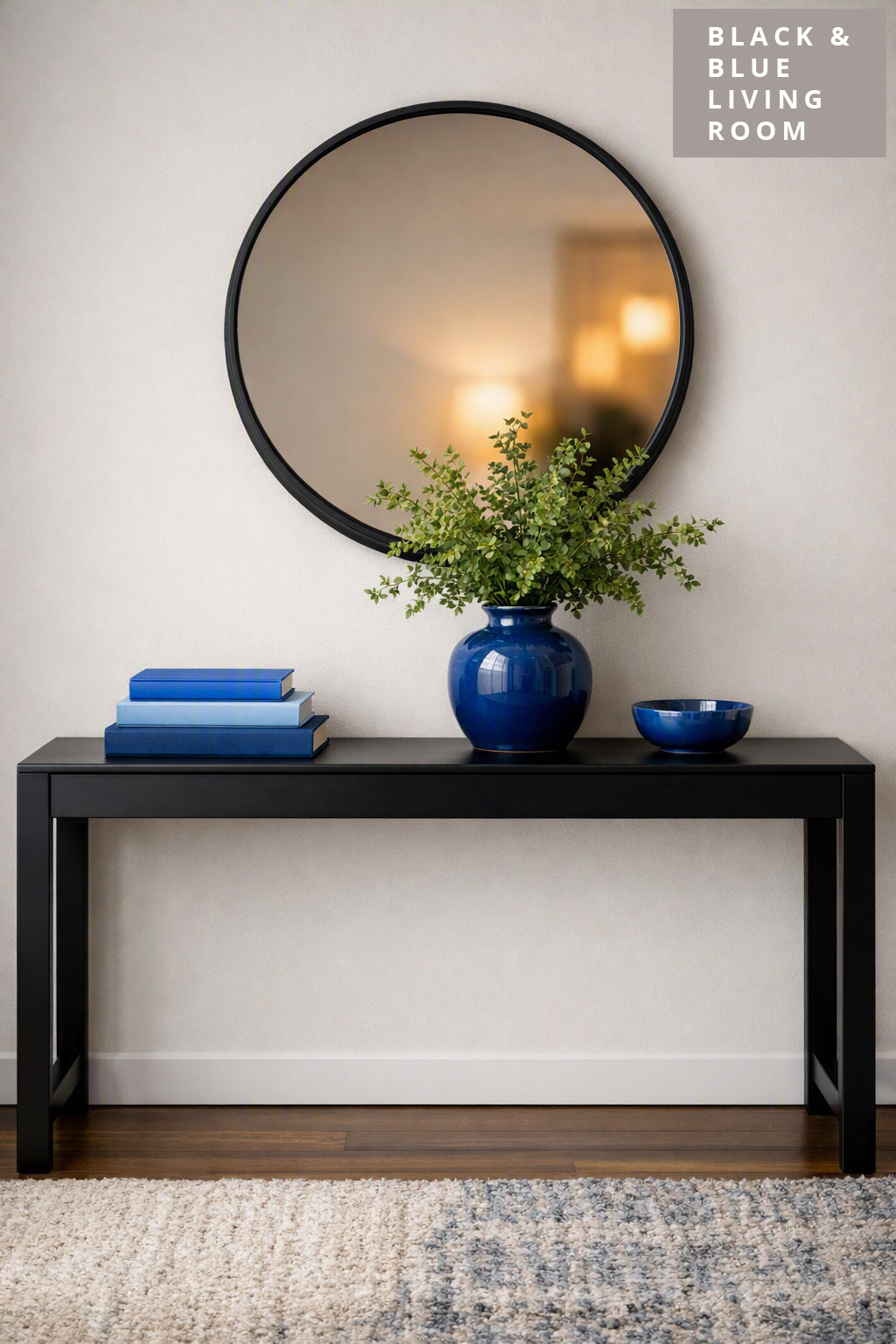 Black and Blue Living Room Decor Idea 12 Console Table