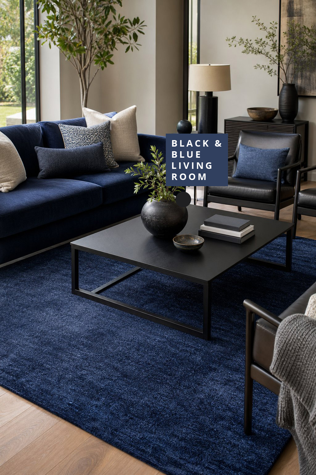 Black and Blue Living Room Decor Idea 5 Blue Area Rug