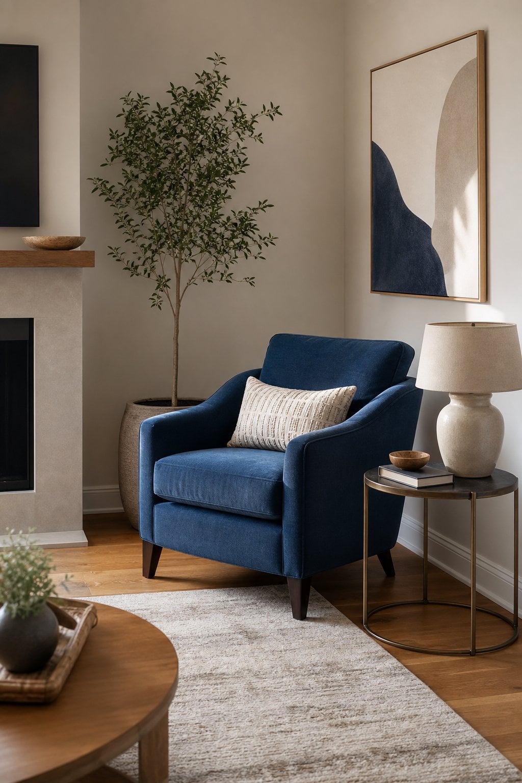Blue Living Room Decor Idea Corner Layout 1 accent chair
