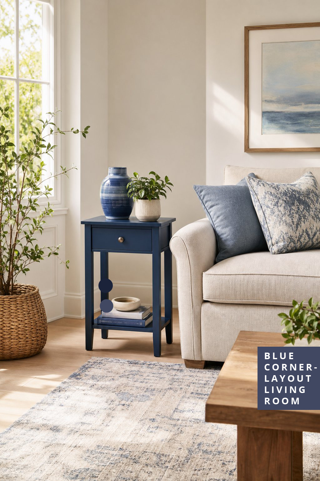 Blue Living Room Decor Idea Corner Layout 5 small side table
