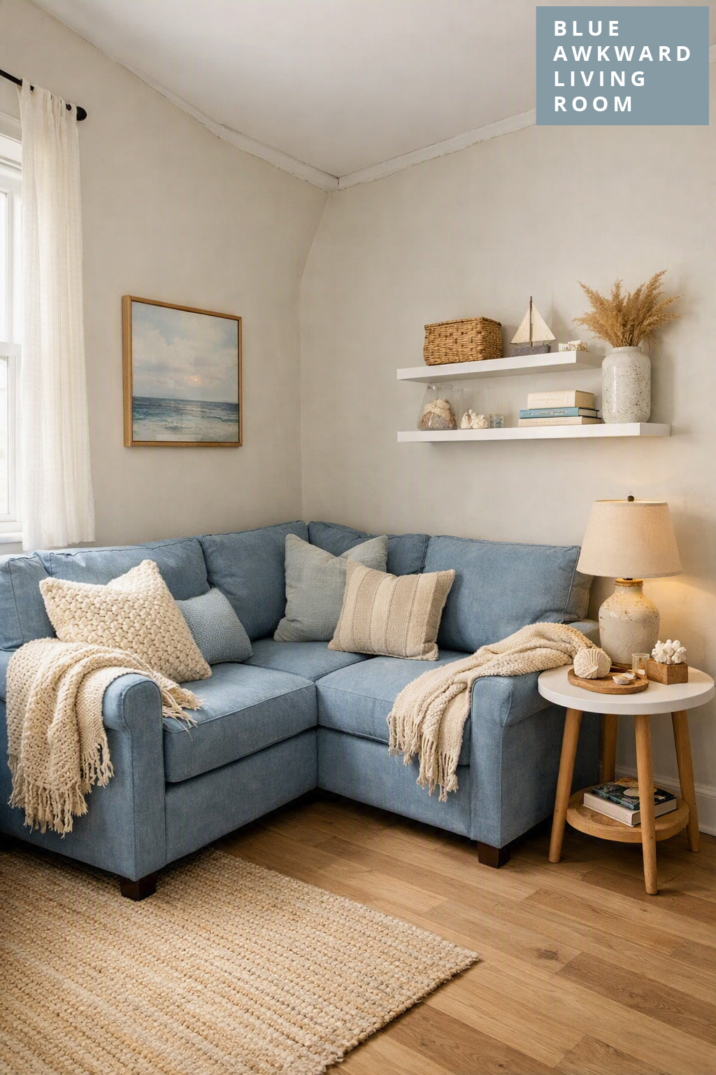 Blue Living Room Idea Awkward Layout 1 Corner Seating