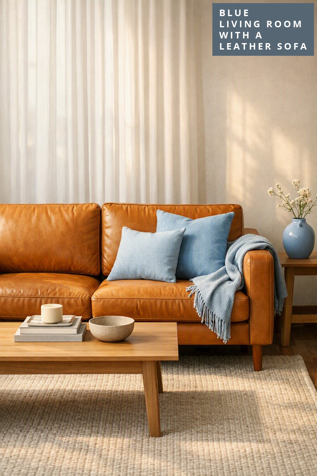 Blue Living Room Idea with a Leather Sofa 6 Sky Blue Styling Leather Couch