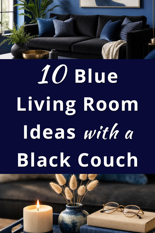 Blue Living Room Ideas with a Black Couch