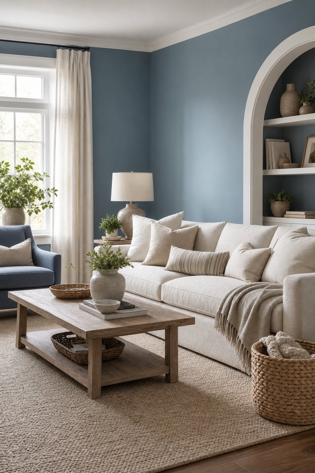 Blue North Facing Living Room Decor Idea 1 Warm Walls Cozy Neutral Decor