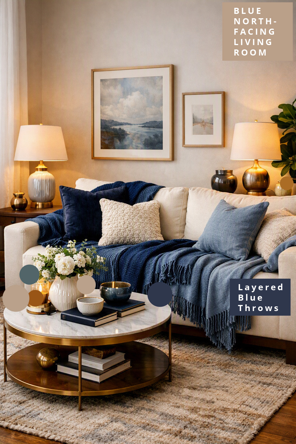 Blue North Facing Living Room Decor Idea 10 Layered Throws